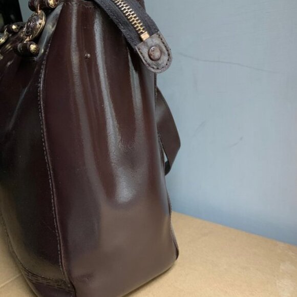 Vintage GIANNI VERSACE Brown Leather Medusa Large Shoulder Bag - Picture 2 of 8